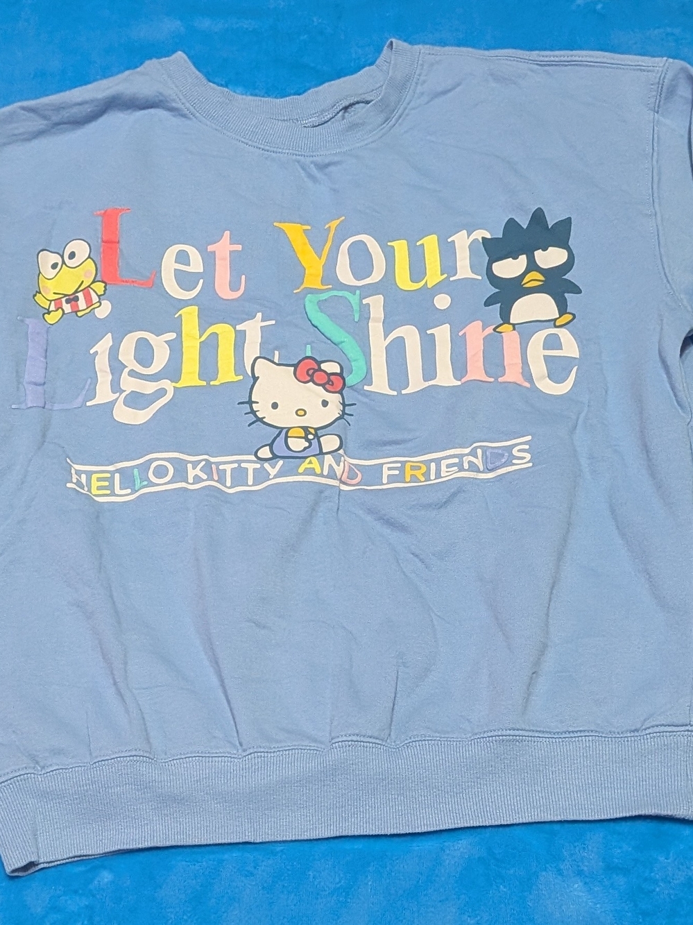 🩵🎀 Hello Kitty Light Blue Sweatshirt “Let Your Light Shine” 🎀🩵